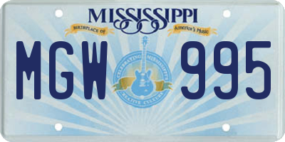 MS license plate MGW995