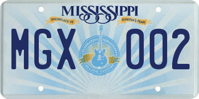 MS license plate MGX002