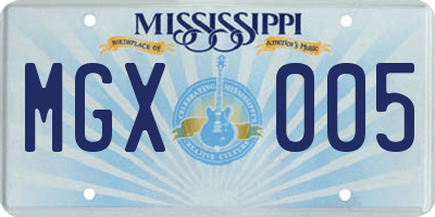 MS license plate MGX005