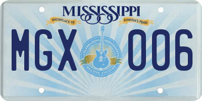 MS license plate MGX006