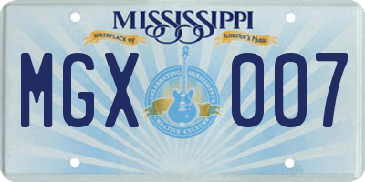 MS license plate MGX007