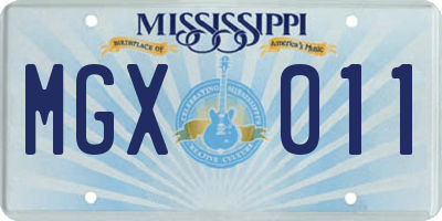 MS license plate MGX011