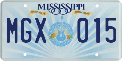 MS license plate MGX015