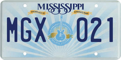 MS license plate MGX021