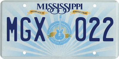 MS license plate MGX022