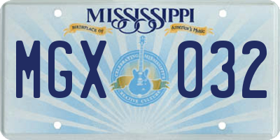 MS license plate MGX032