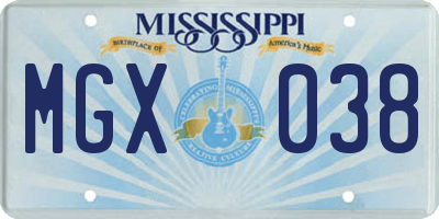 MS license plate MGX038