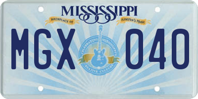 MS license plate MGX040