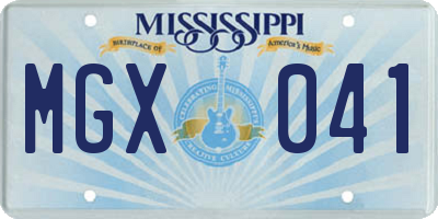 MS license plate MGX041