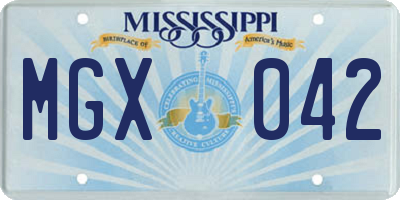 MS license plate MGX042
