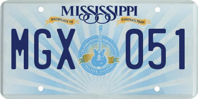MS license plate MGX051