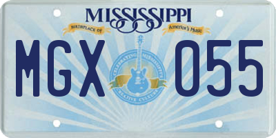 MS license plate MGX055