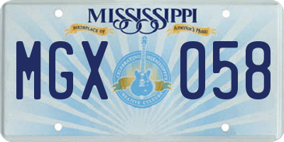 MS license plate MGX058