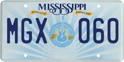 MS license plate MGX060