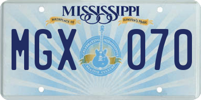 MS license plate MGX070