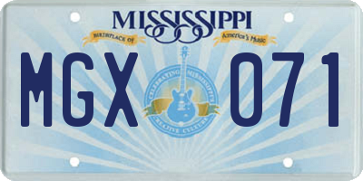 MS license plate MGX071