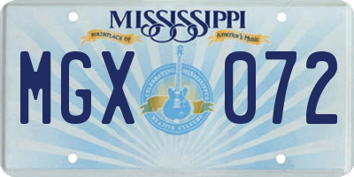 MS license plate MGX072