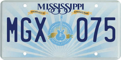 MS license plate MGX075