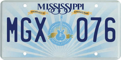 MS license plate MGX076