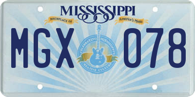 MS license plate MGX078