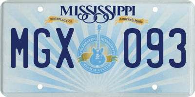 MS license plate MGX093