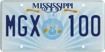 MS license plate MGX100