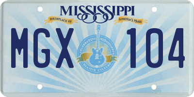 MS license plate MGX104