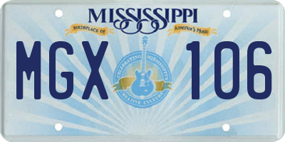 MS license plate MGX106