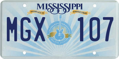 MS license plate MGX107
