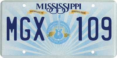 MS license plate MGX109