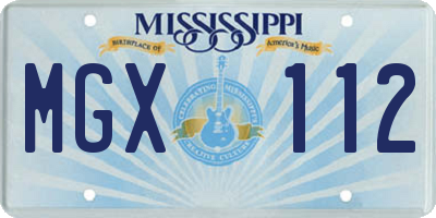 MS license plate MGX112