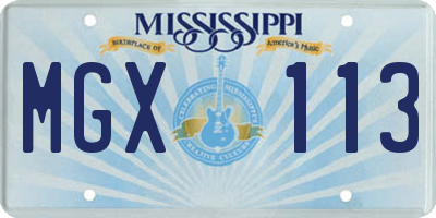 MS license plate MGX113