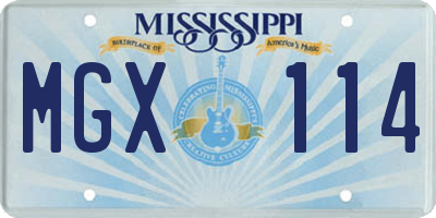 MS license plate MGX114