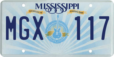 MS license plate MGX117