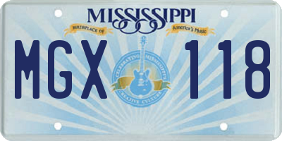 MS license plate MGX118