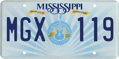 MS license plate MGX119