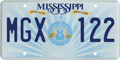 MS license plate MGX122