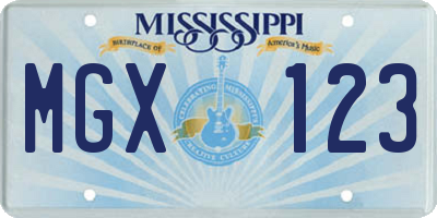 MS license plate MGX123