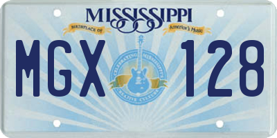 MS license plate MGX128