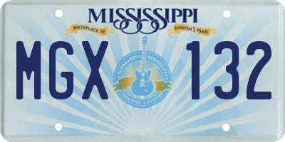 MS license plate MGX132