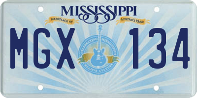 MS license plate MGX134