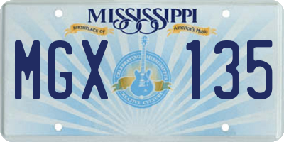 MS license plate MGX135