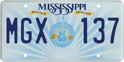 MS license plate MGX137