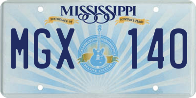 MS license plate MGX140