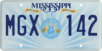 MS license plate MGX142