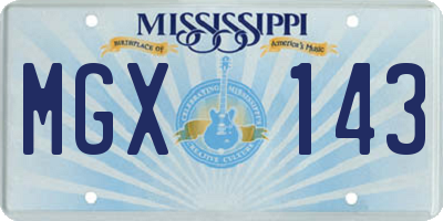 MS license plate MGX143