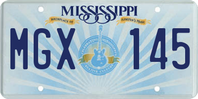MS license plate MGX145