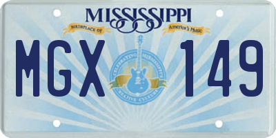 MS license plate MGX149