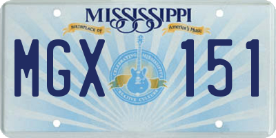 MS license plate MGX151