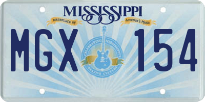 MS license plate MGX154